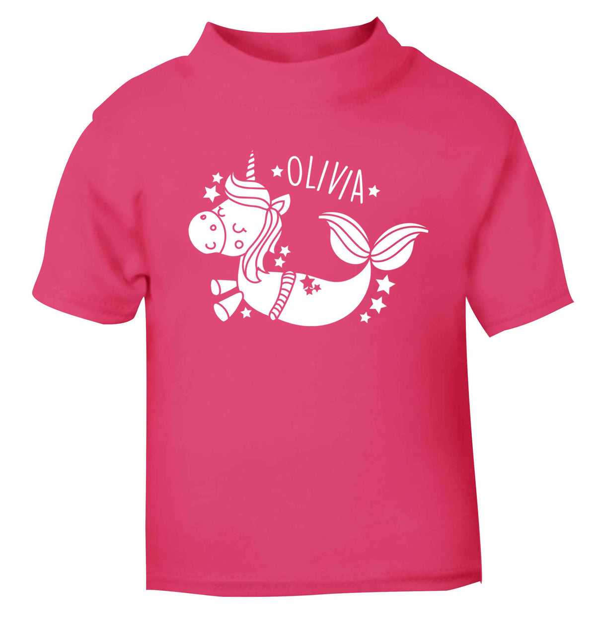 Unicorn mermaid - any name pink baby toddler Tshirt 2 Years
