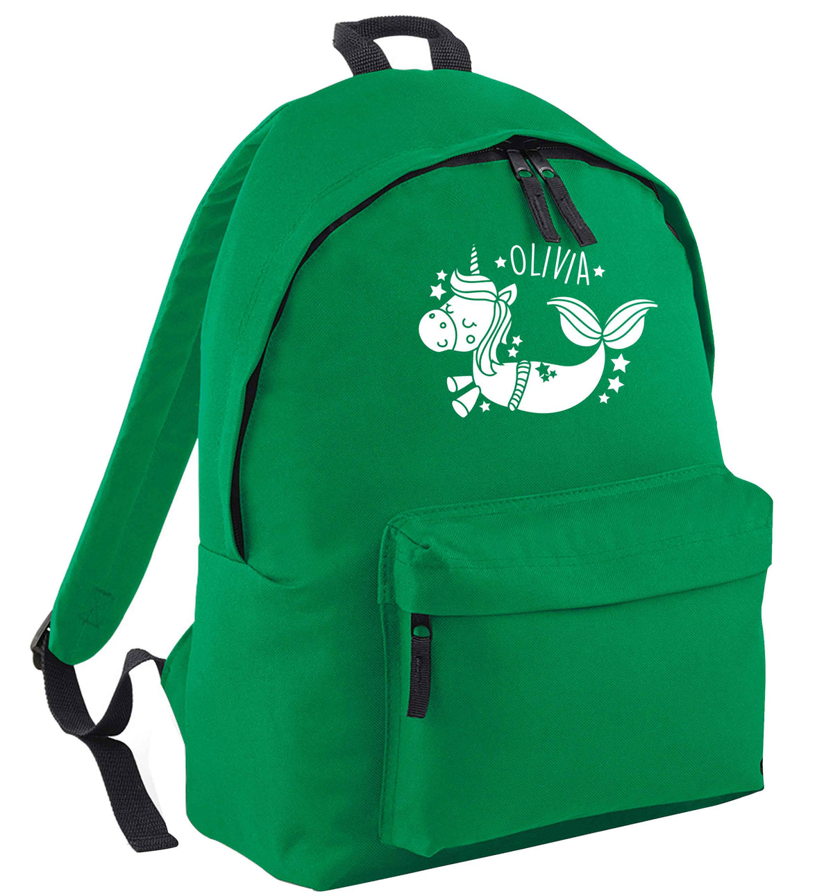 Unicorn mermaid - any name green adults backpack
