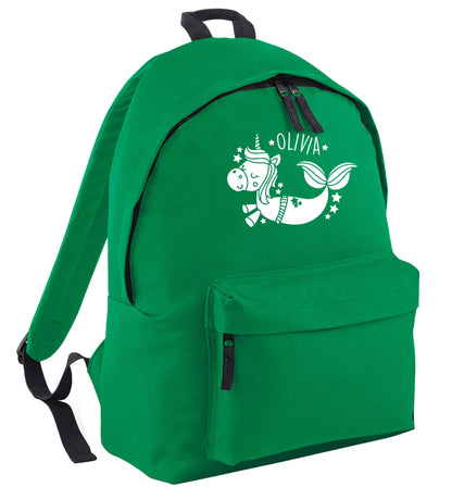 Unicorn mermaid - any name green adults backpack