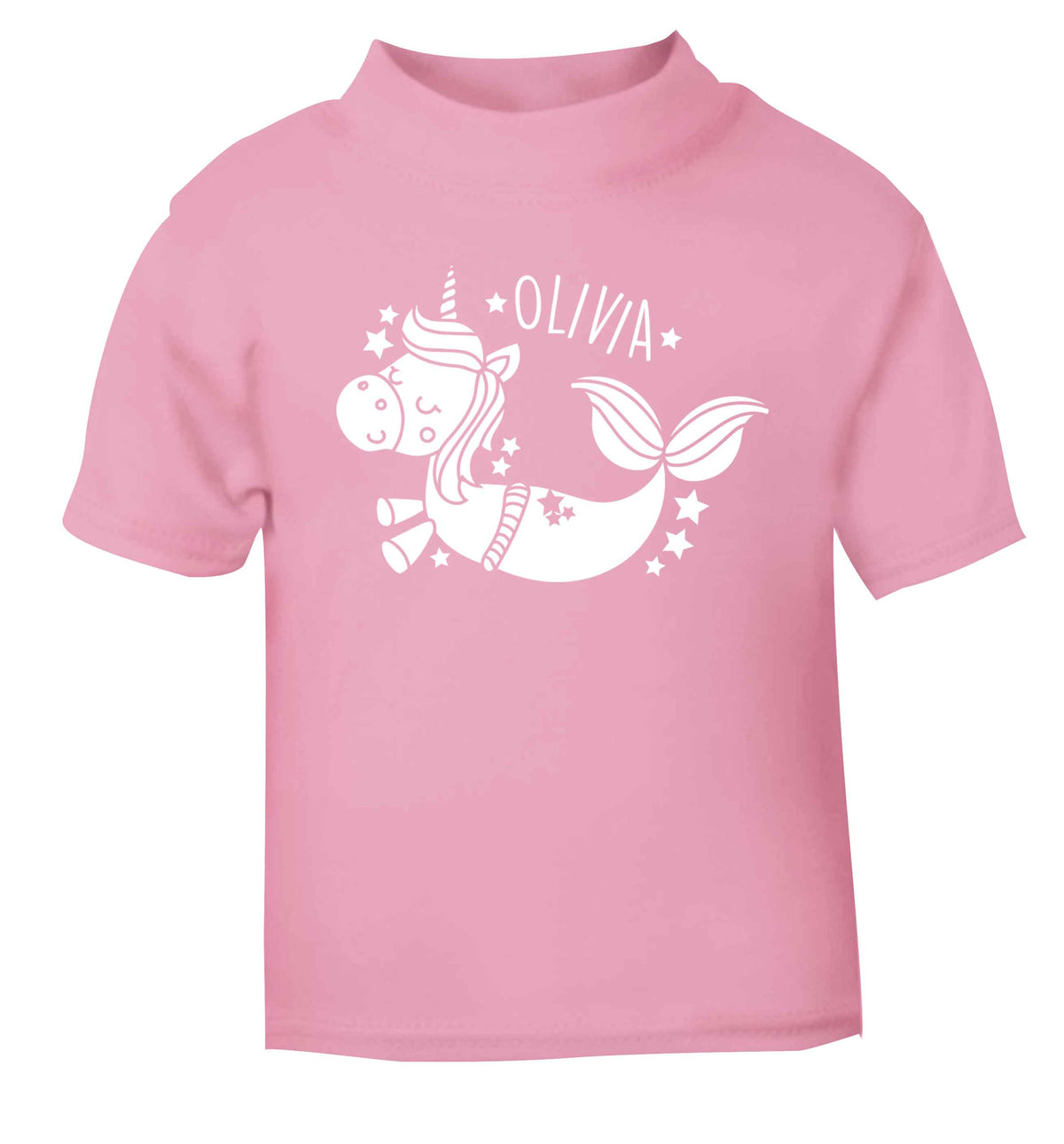 Unicorn mermaid - any name light pink baby toddler Tshirt 2 Years
