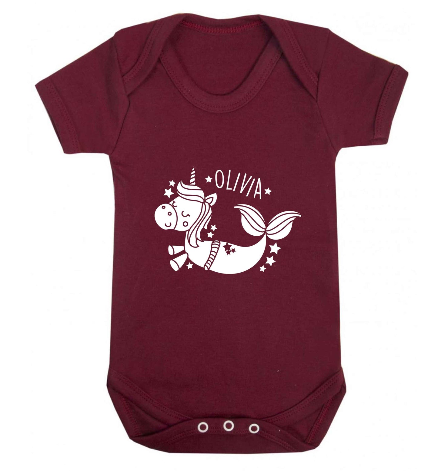 Unicorn mermaid - any name baby vest maroon 18-24 months