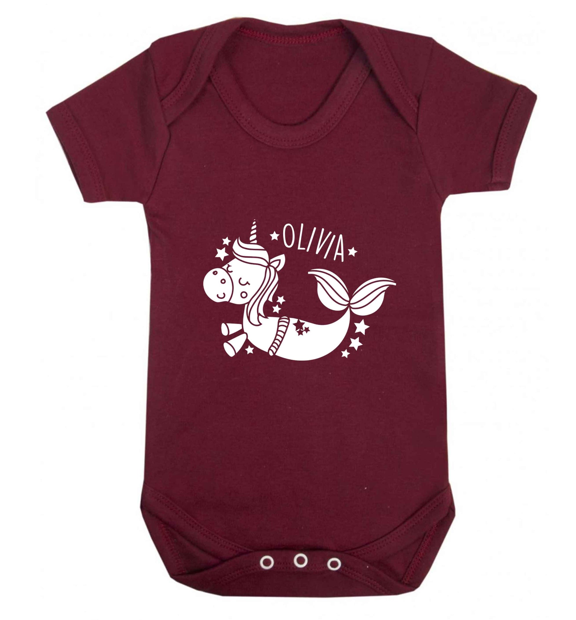 Unicorn mermaid - any name baby vest maroon 18-24 months
