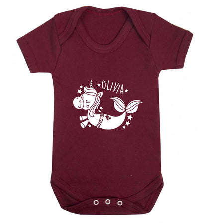Unicorn mermaid - any name baby vest maroon 18-24 months