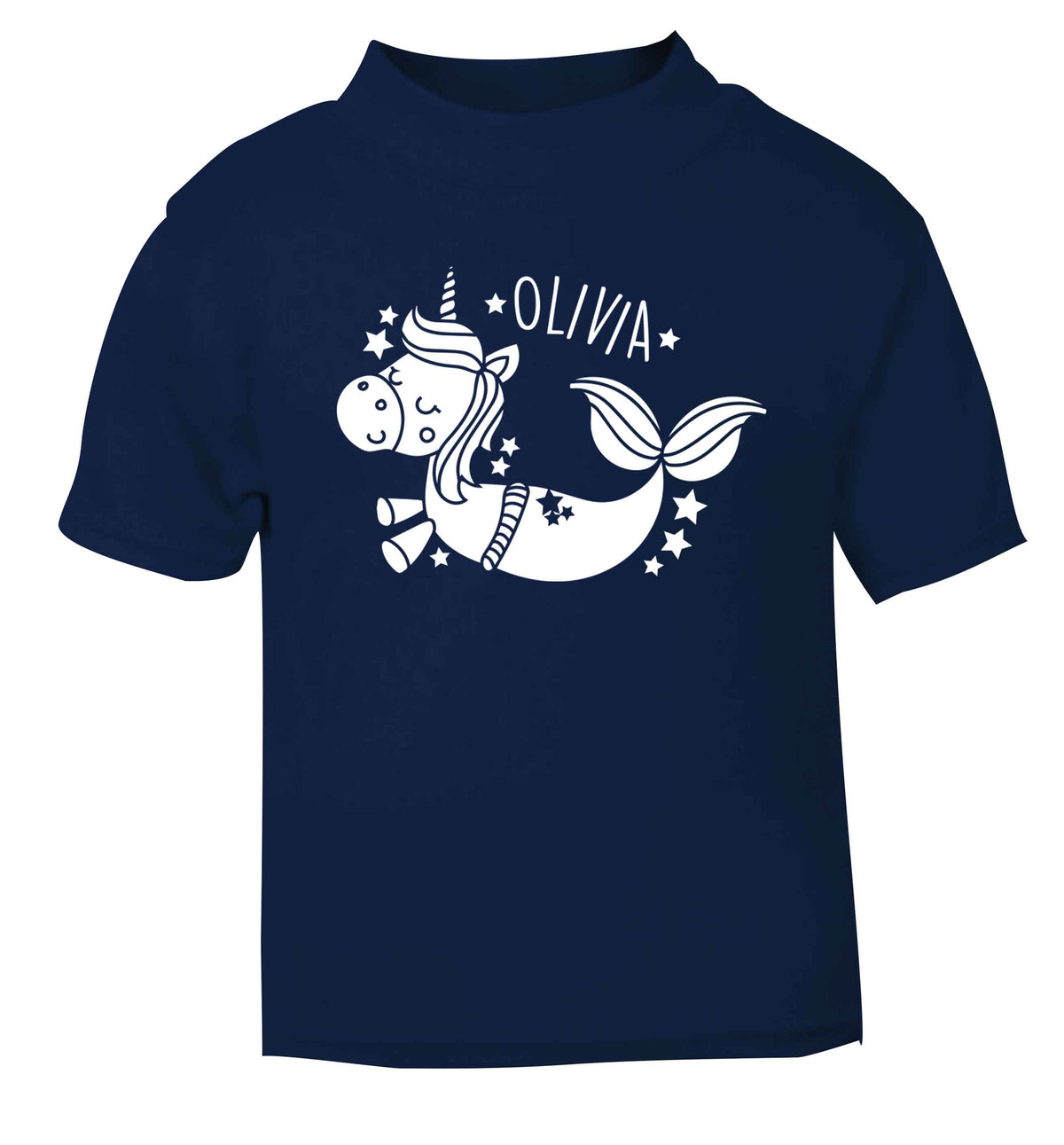 Unicorn mermaid - any name navy baby toddler Tshirt 2 Years