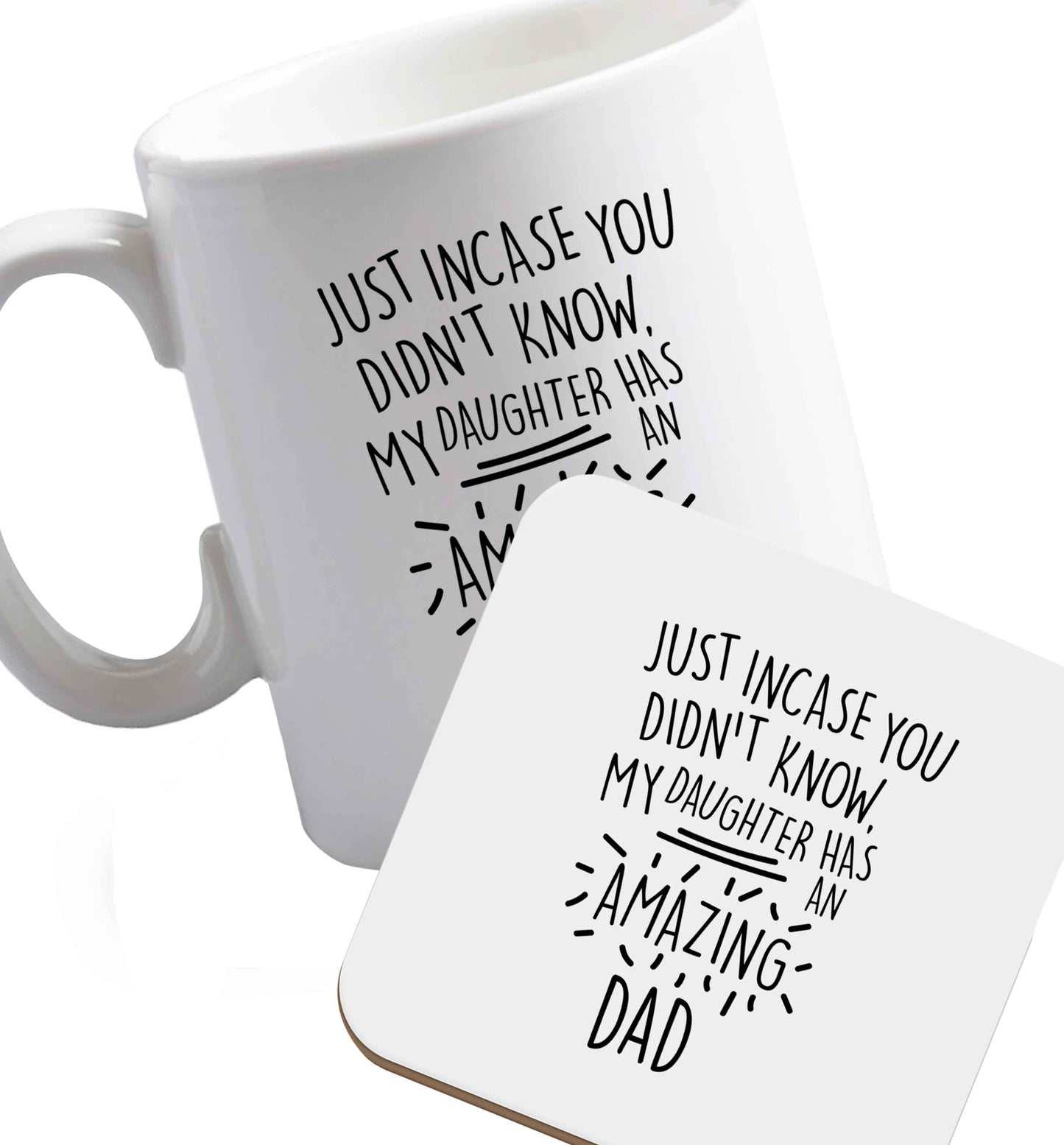 10 oz Favourite Type Pan Pancake ceramic mug and coaster set right handed