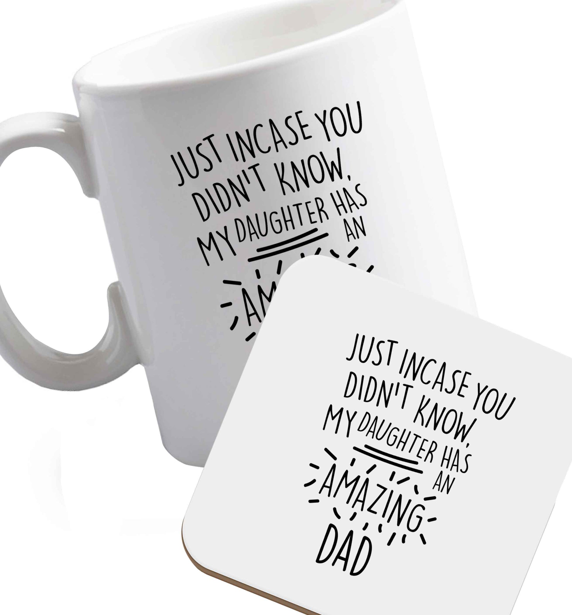 10 oz Favourite Type Pan Pancake ceramic mug and coaster set right handed