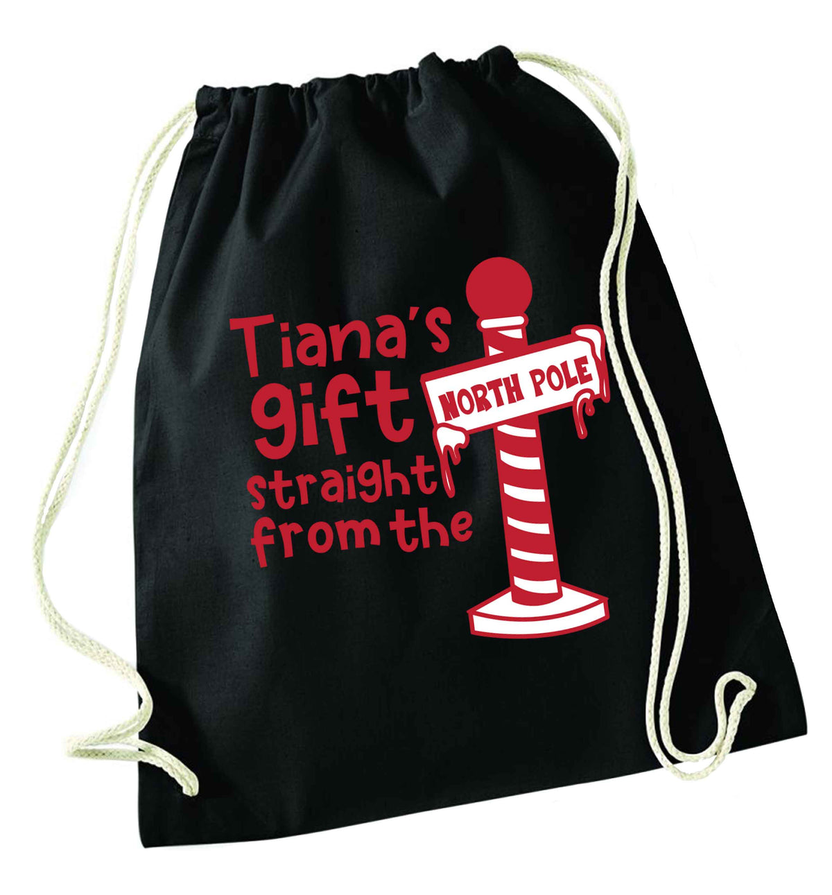 Merry Christmas black drawstring bag