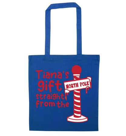 Merry Christmas blue tote bag
