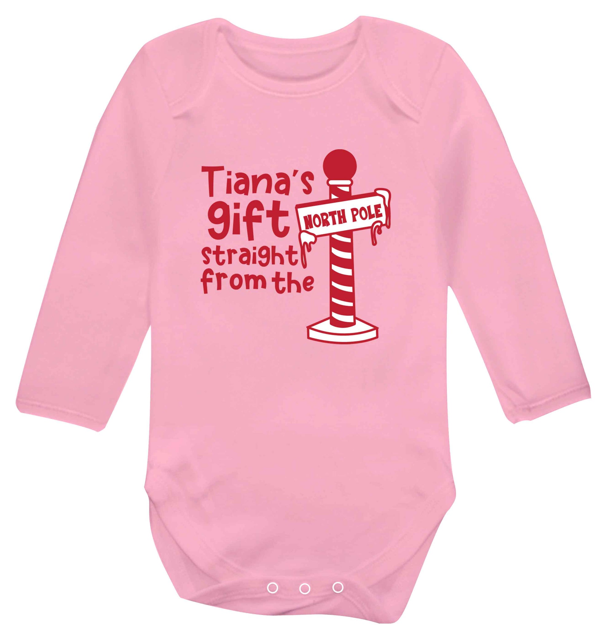 Merry Christmas baby vest long sleeved pale pink 6-12 months