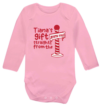 Merry Christmas baby vest long sleeved pale pink 6-12 months