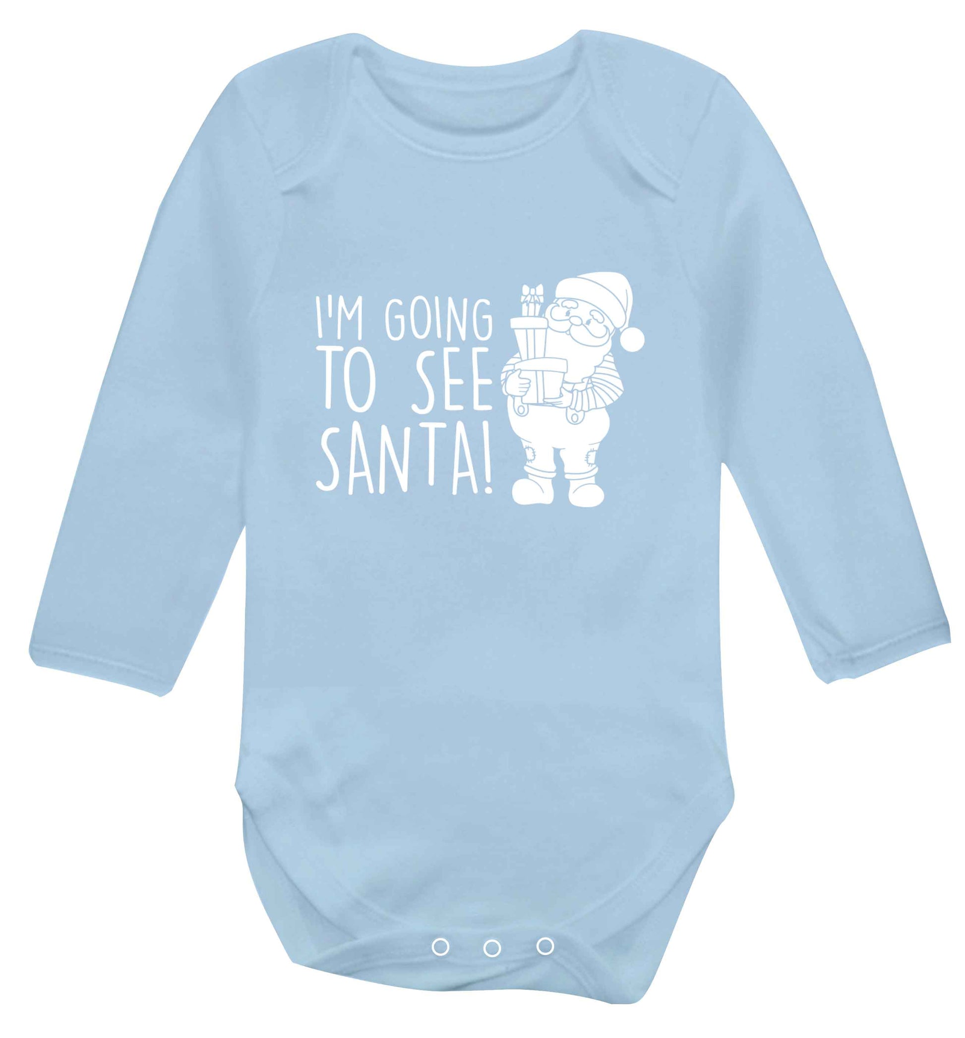Merry Christmas baby vest long sleeved pale blue 6-12 months