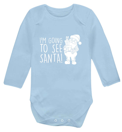 Merry Christmas baby vest long sleeved pale blue 6-12 months