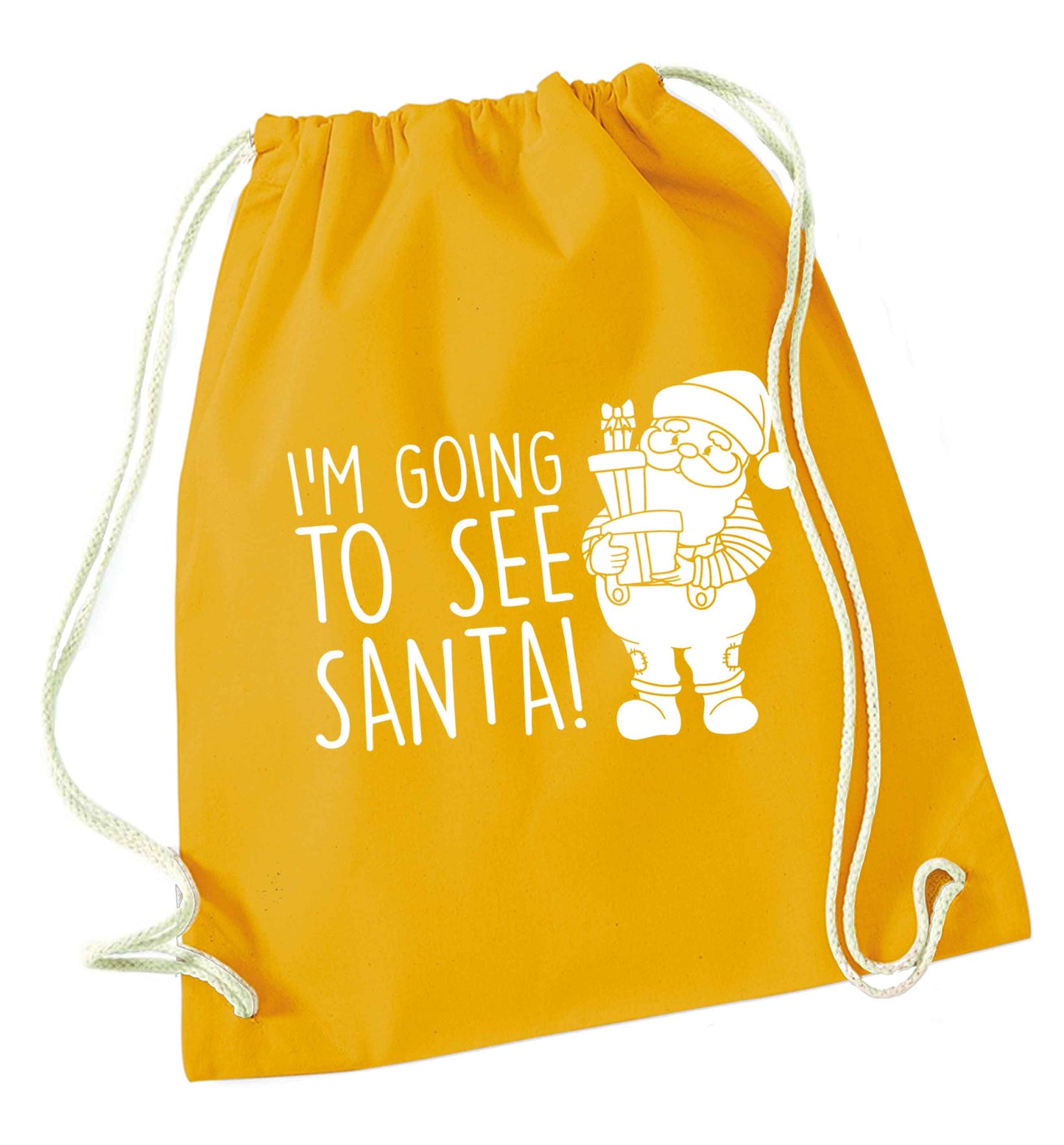 Merry Christmas mustard drawstring bag