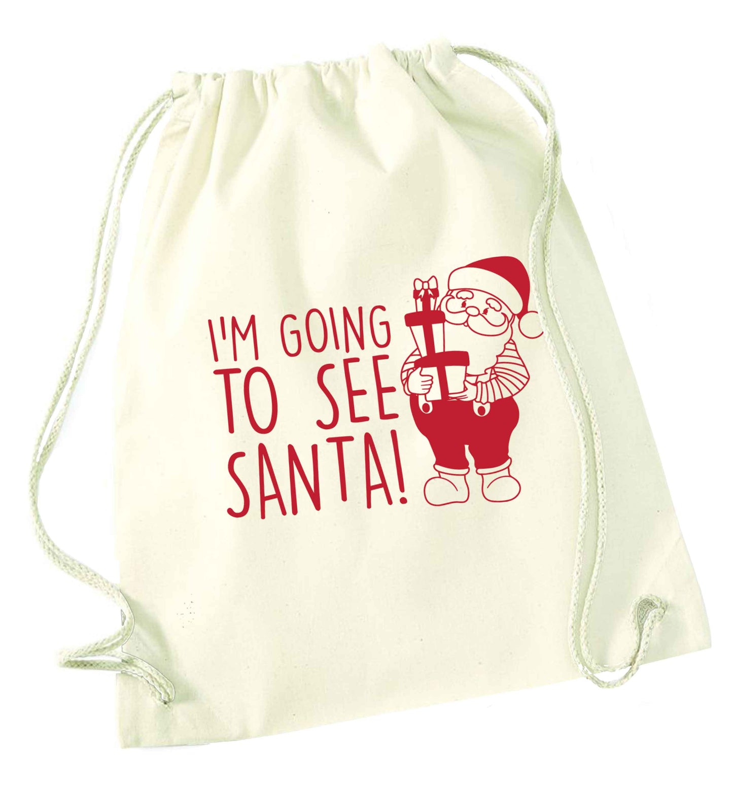 Merry Christmas natural drawstring bag