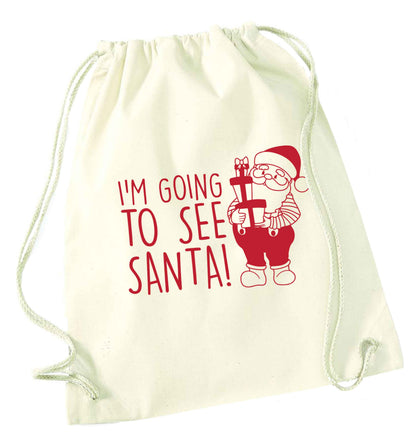 Merry Christmas natural drawstring bag
