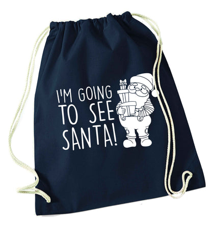 Merry Christmas navy drawstring bag