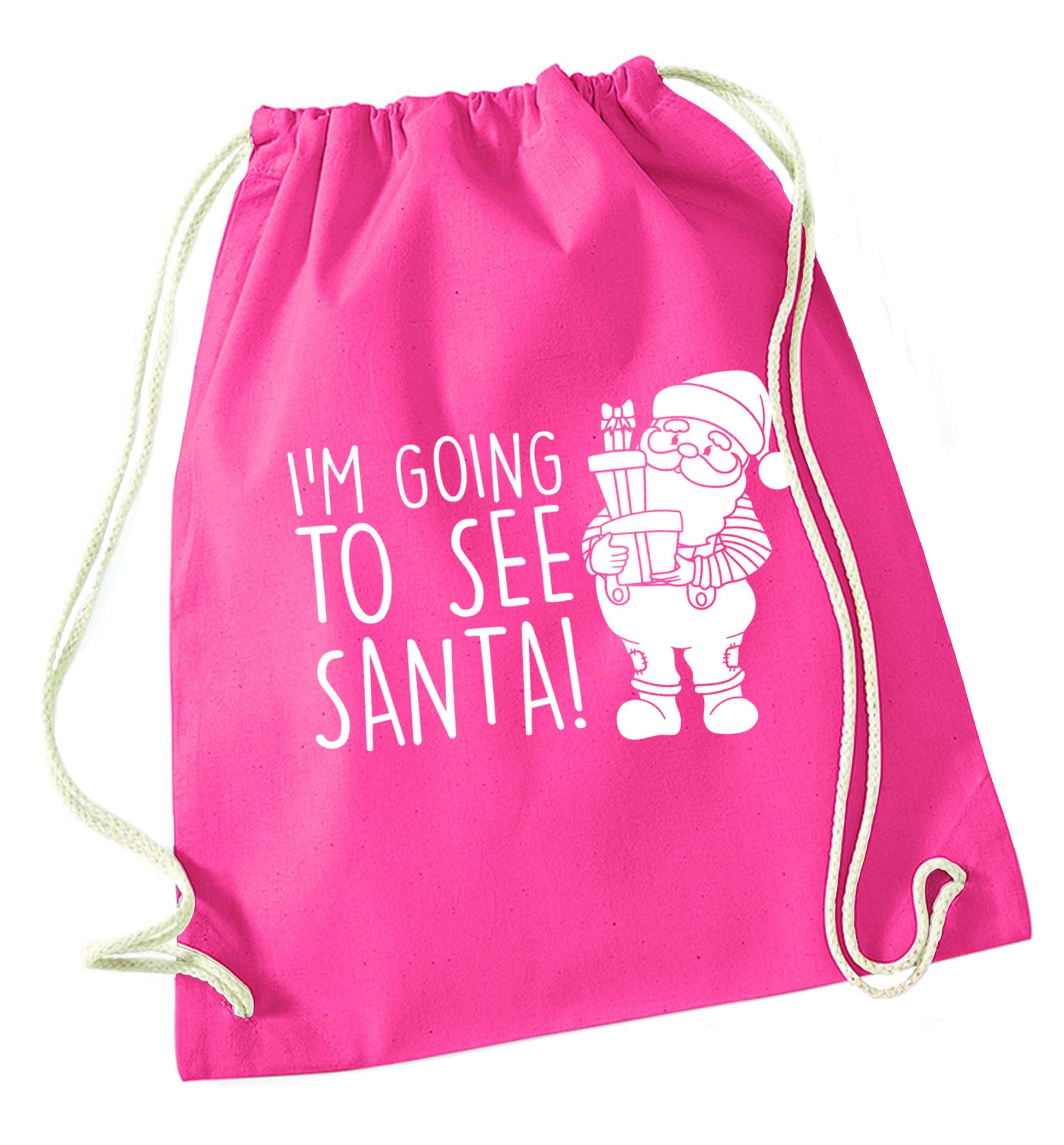 Merry Christmas pink drawstring bag