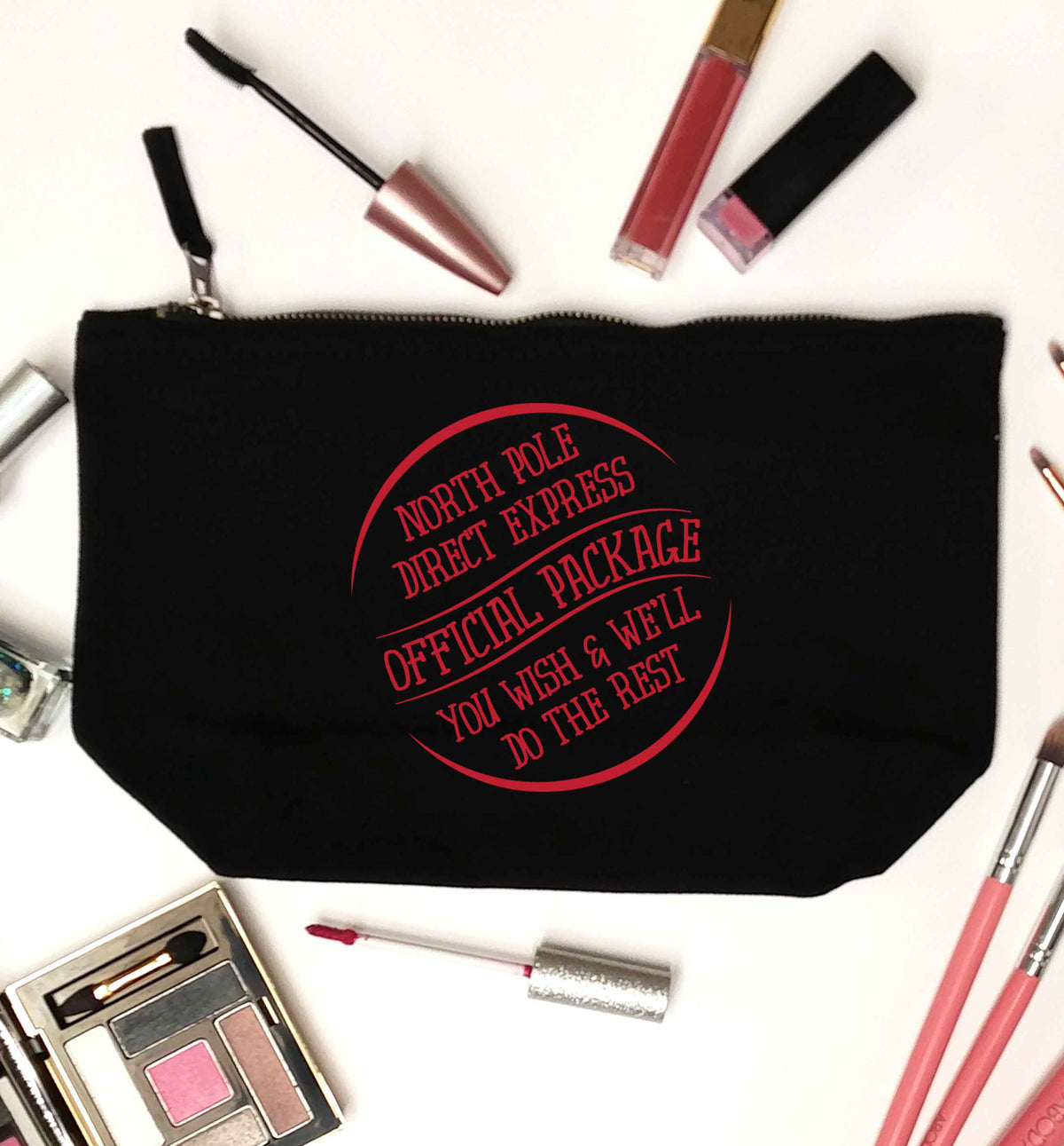 Merry Christmas black makeup bag