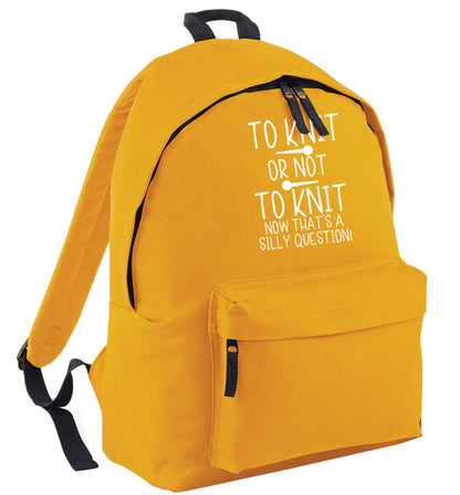To knit or not to knit now that's a silly question mustard adults backpack