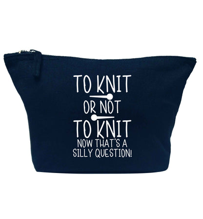 To knit or not to knit now that's a silly question navy makeup bag