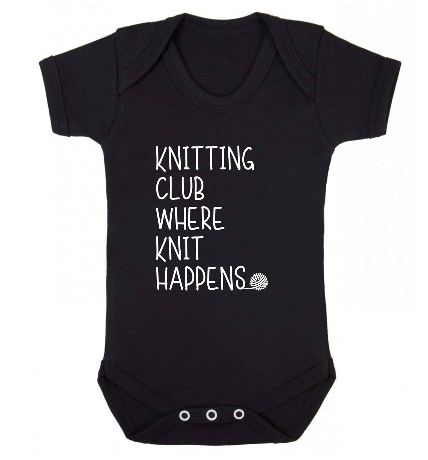 Knitting club where knit happens baby vest black 18-24 months