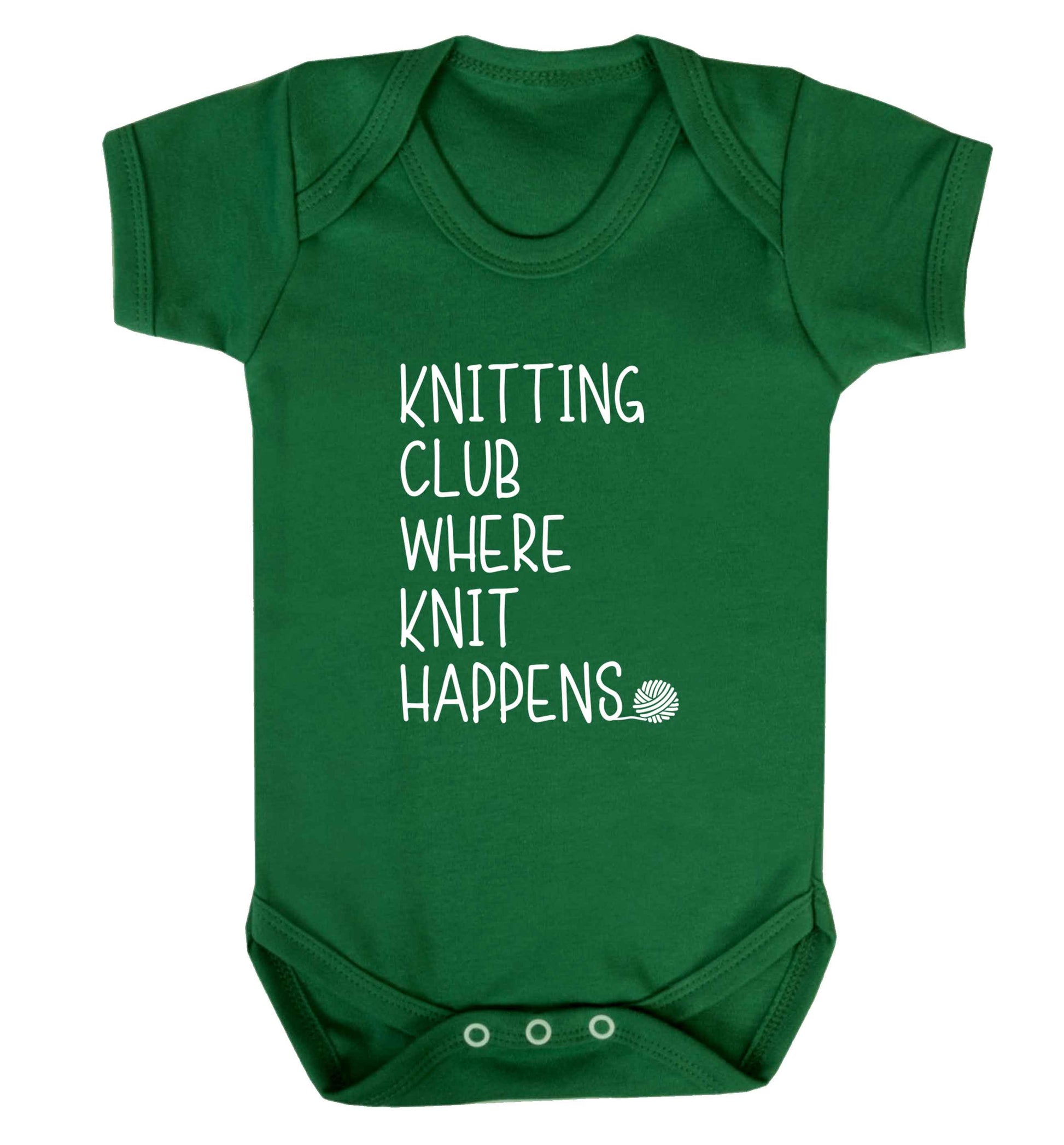 Knitting club where knit happens baby vest green 18-24 months