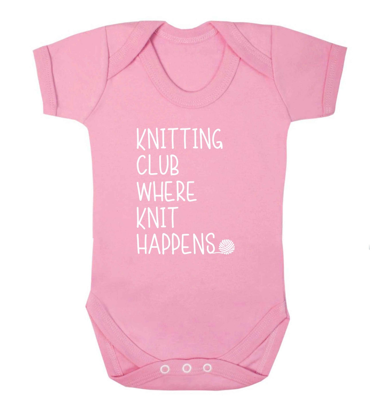 Knitting club where knit happens baby vest pale pink 18-24 months
