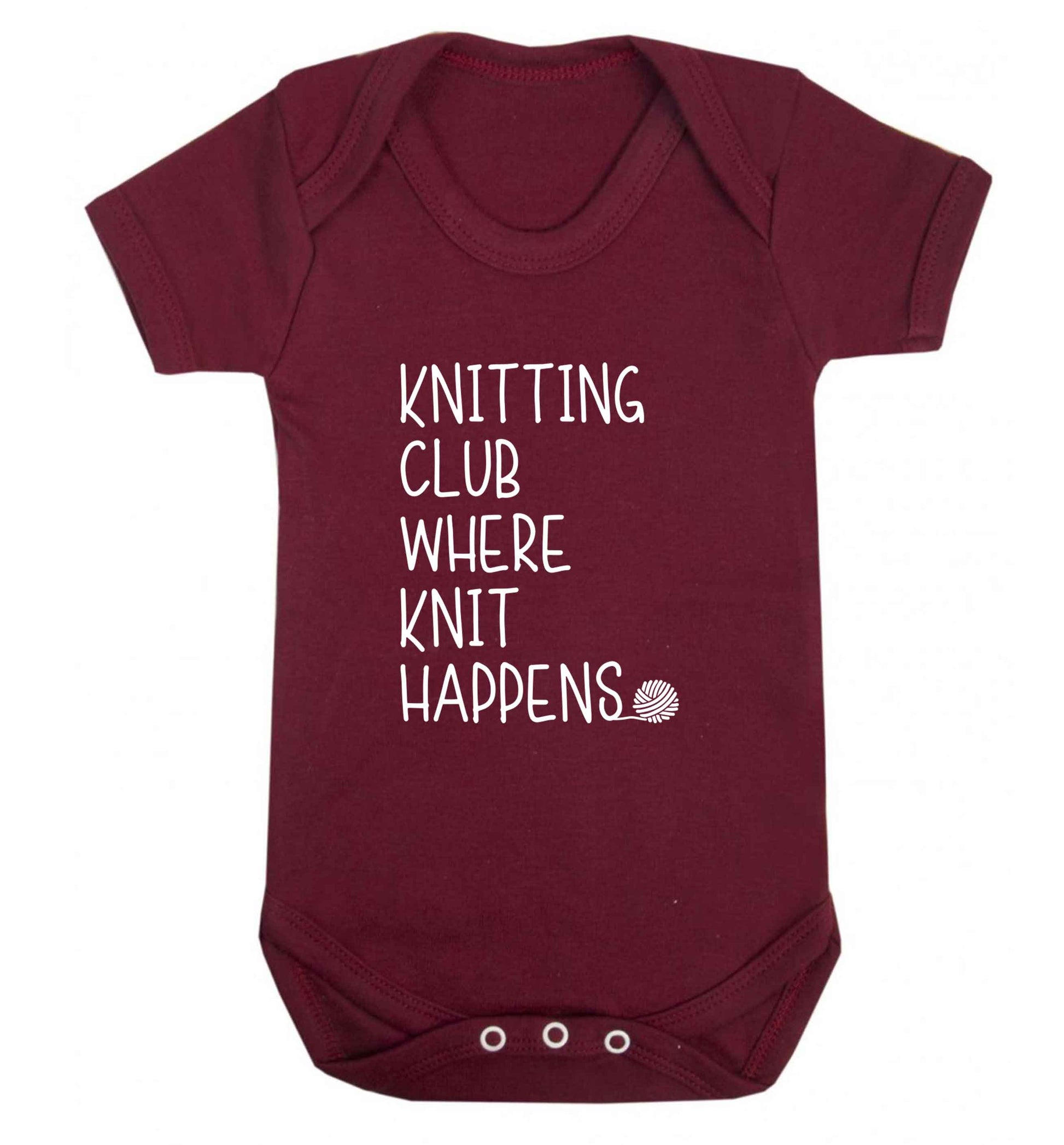 Knitting club where knit happens baby vest maroon 18-24 months