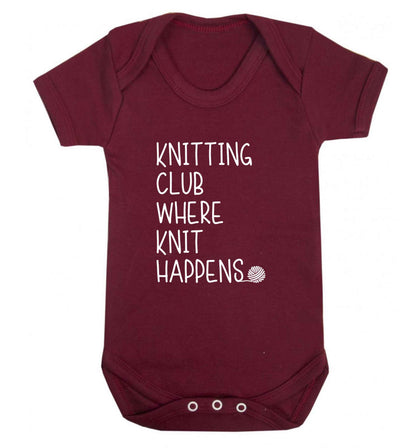 Knitting club where knit happens baby vest maroon 18-24 months
