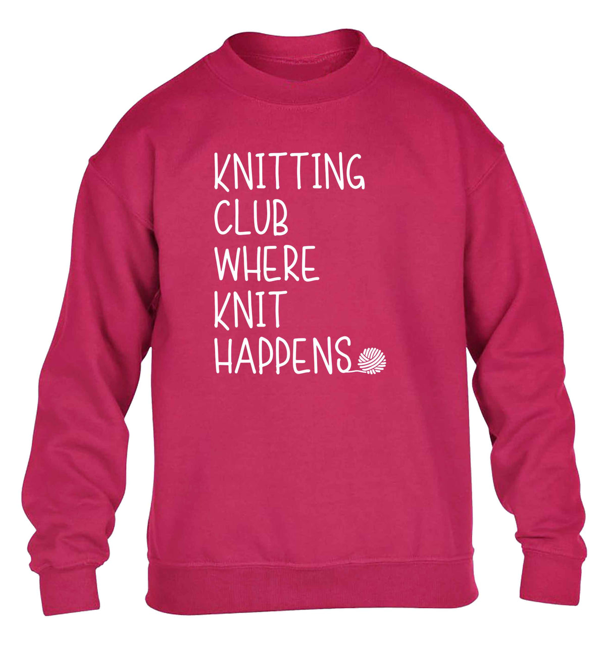Knitting club where knit happens children's pink sweater 12-13 Years