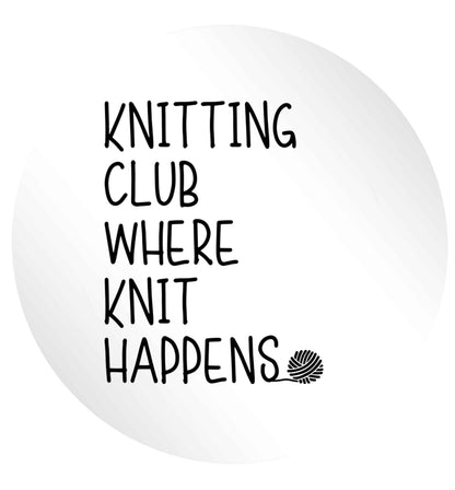 Knitting club where knit happens 24 @ 45mm matt circle stickers