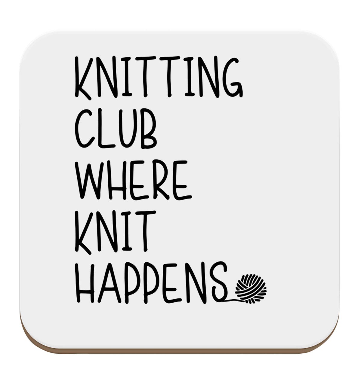 Knitting club where knit happens set of four coasters