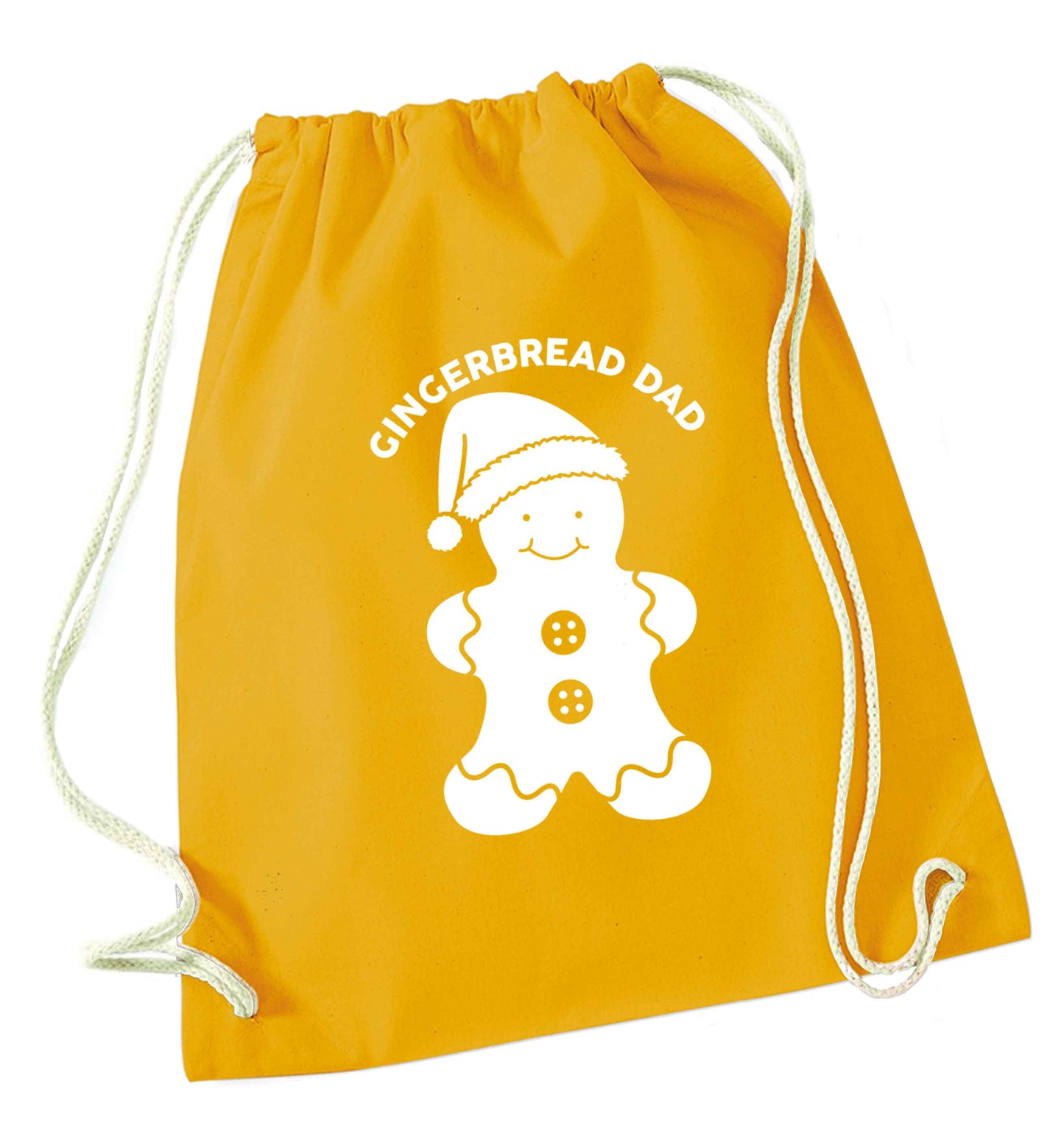 Merry Christmas mustard drawstring bag