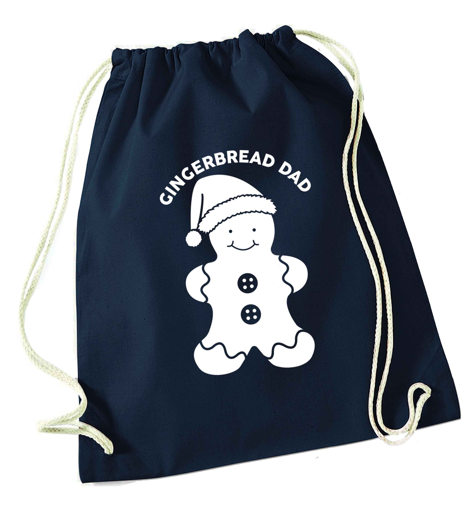 Merry Christmas navy drawstring bag