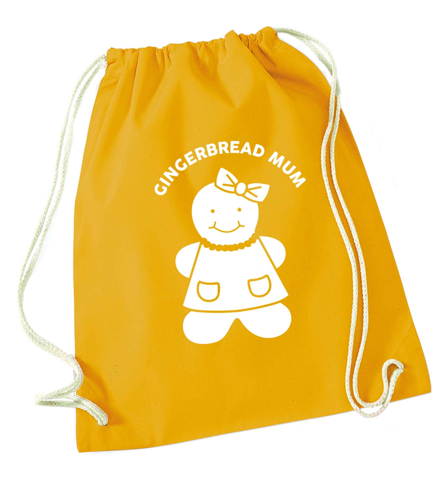 Merry Christmas mustard drawstring bag