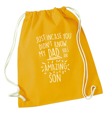 Just incase you didn't know my dad has an amazing son mustard drawstring bag