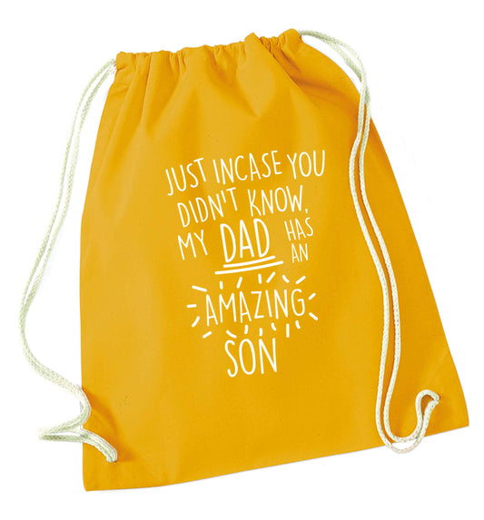 Just incase you didn't know my dad has an amazing son mustard drawstring bag