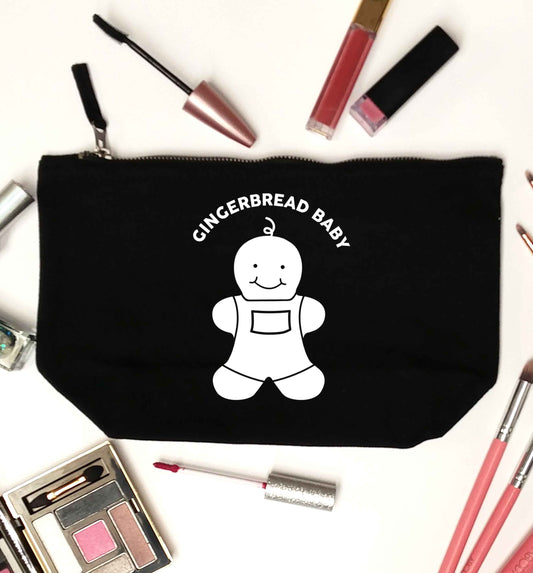 Gingerbread baby black makeup bag