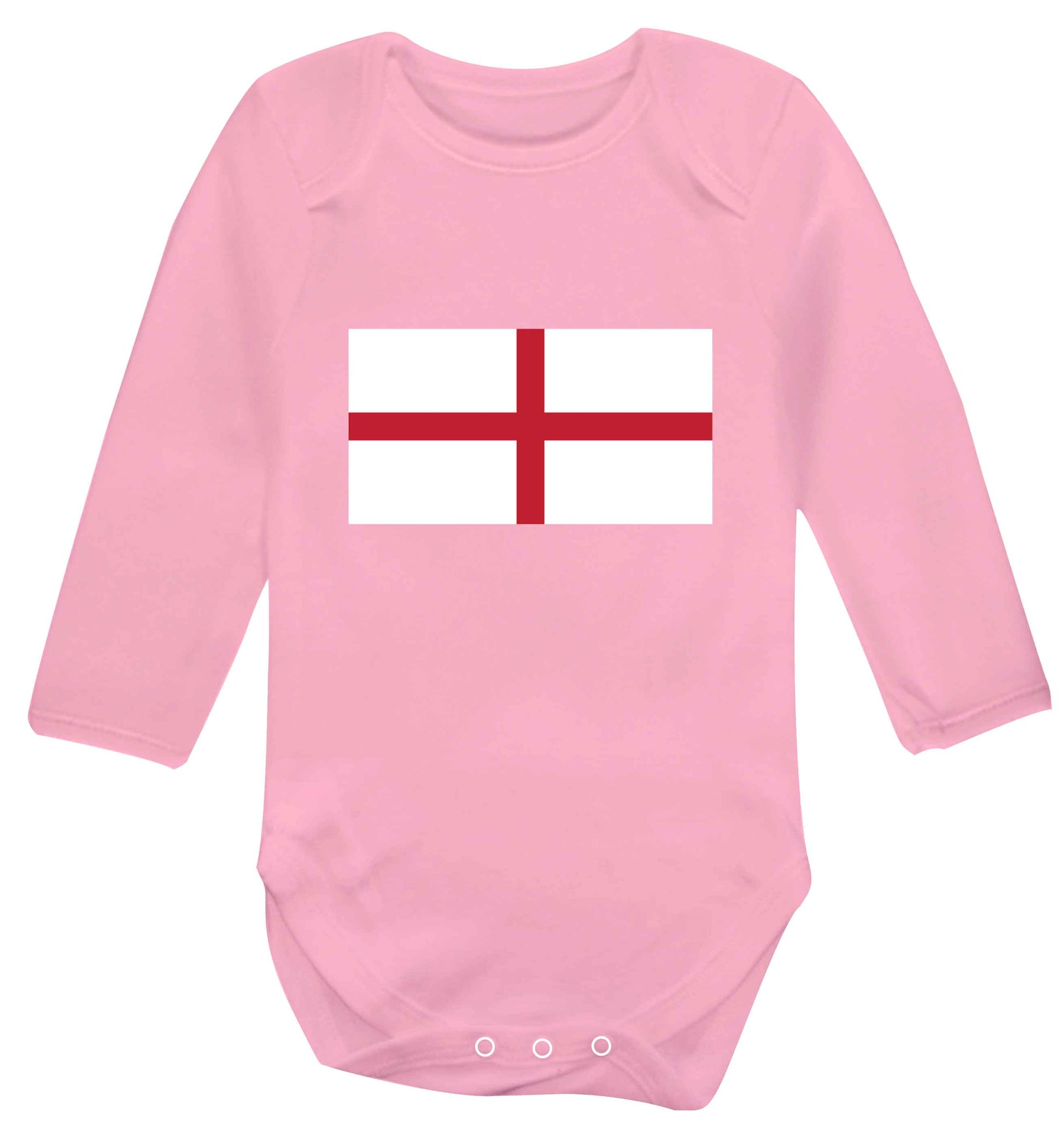 England Flag baby vest long sleeved pale pink 6-12 months