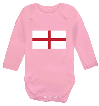 England Flag baby vest long sleeved pale pink 6-12 months