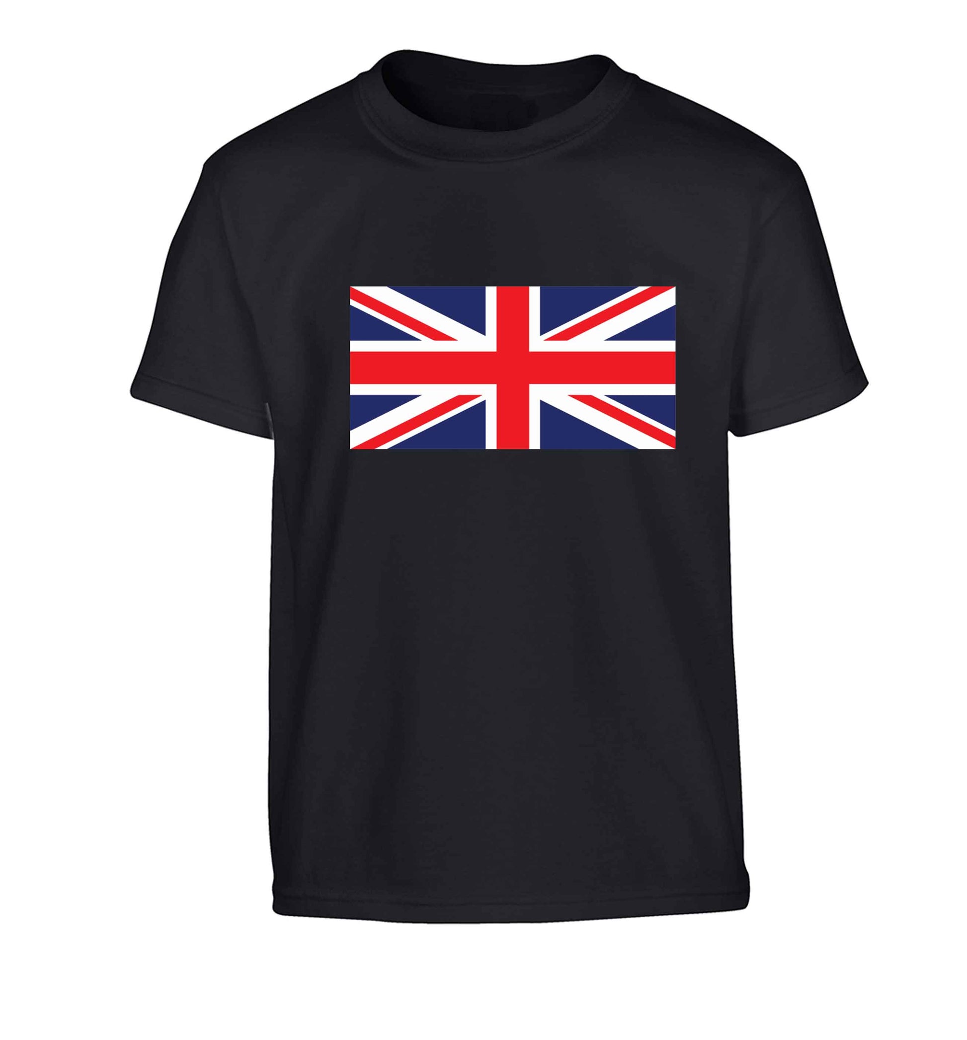 Union Jack Children's black Tshirt 12-13 Years