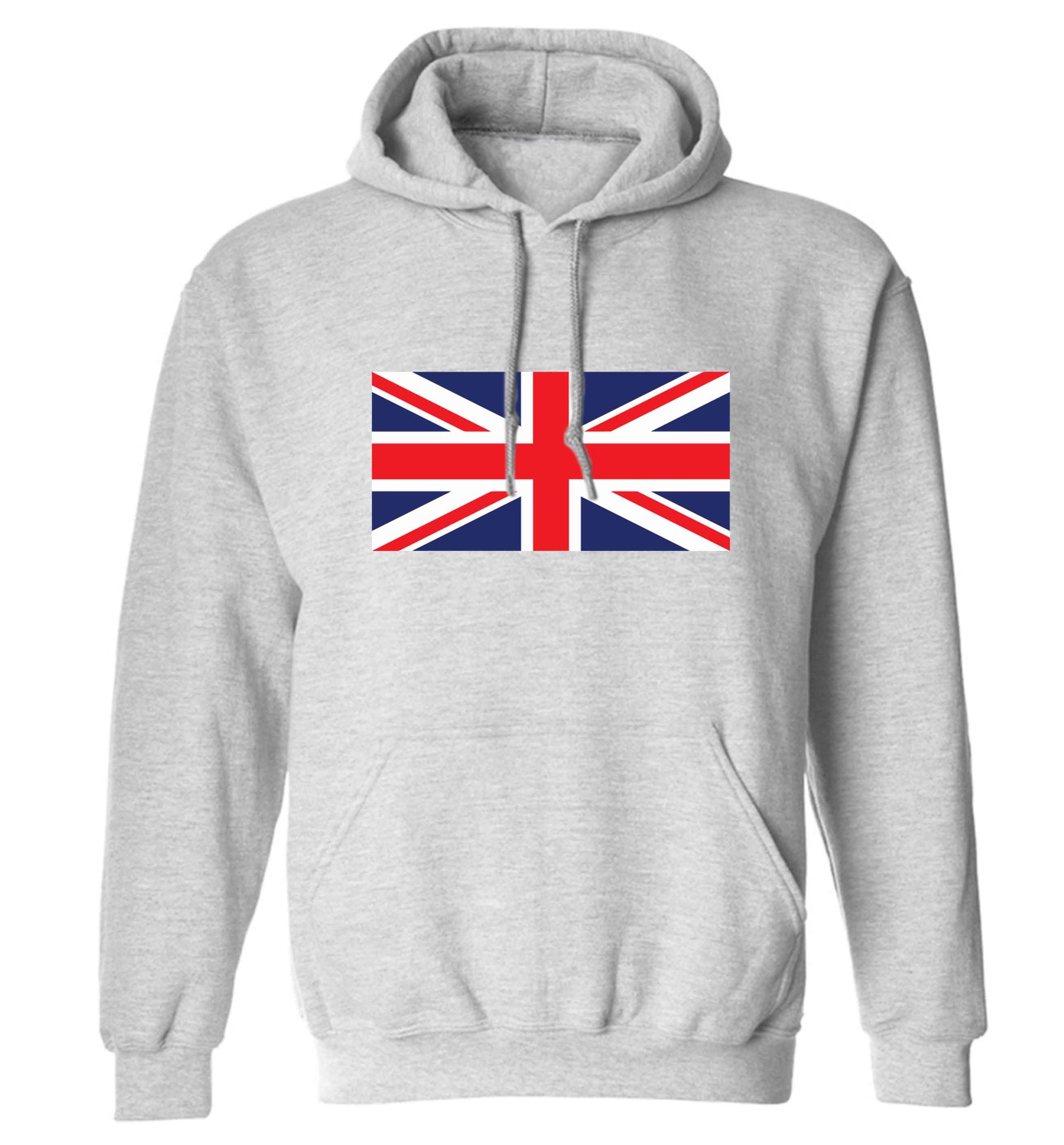 Union Jack adults unisex grey hoodie 2XL
