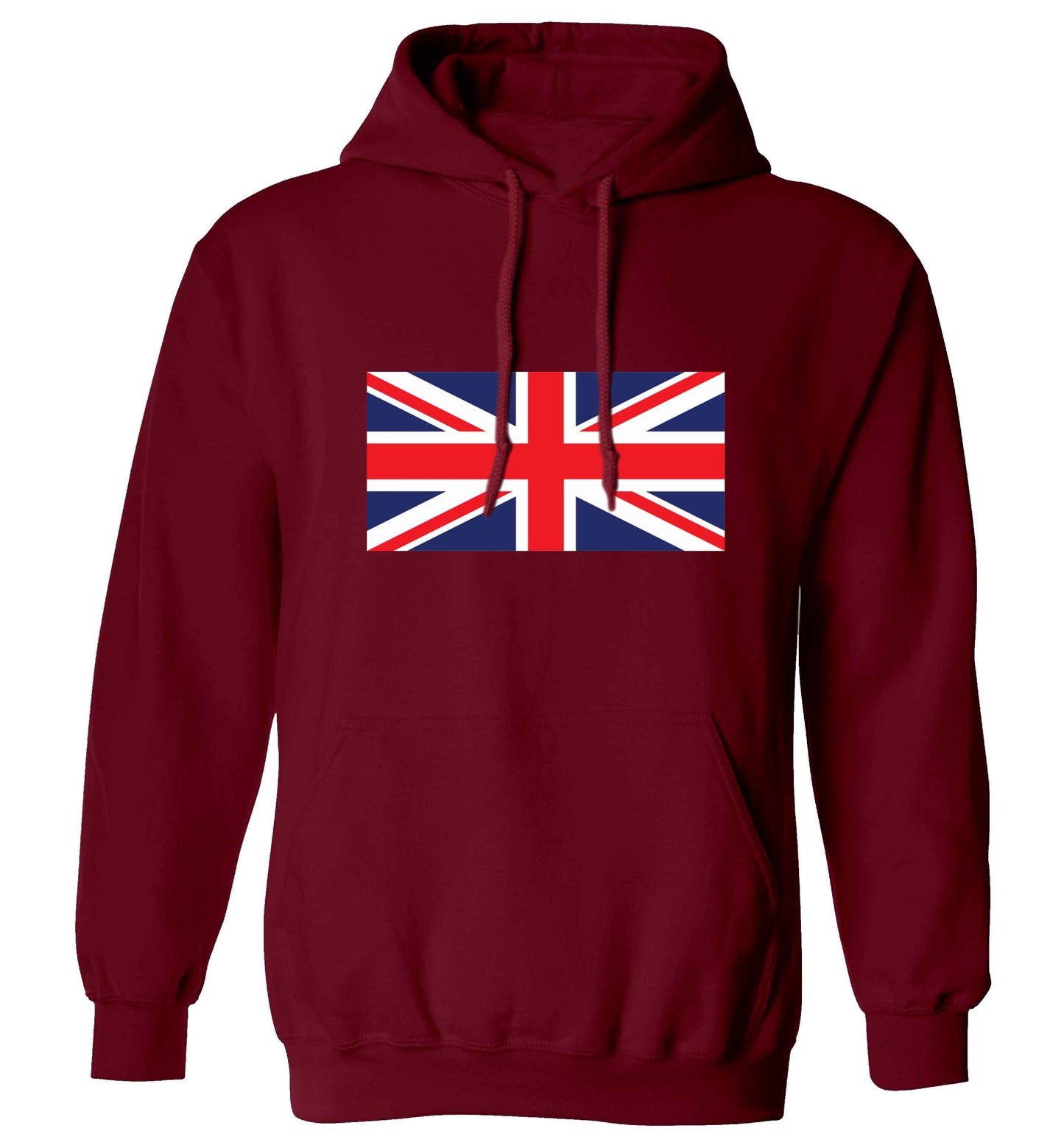Union Jack adults unisex maroon hoodie 2XL