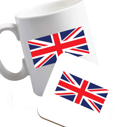 10 oz Favourite Type Pan Pancake ceramic mug and coaster set right handed