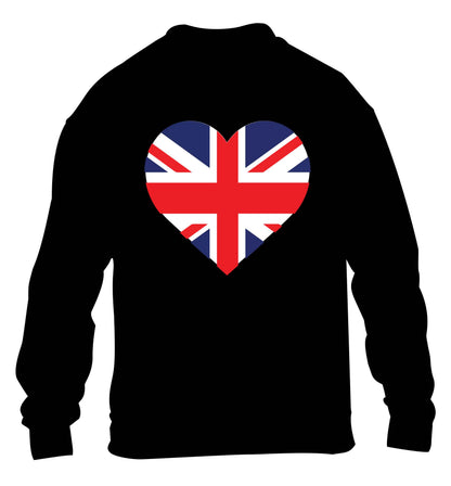 Union Jack Heart children's black sweater 12-13 Years