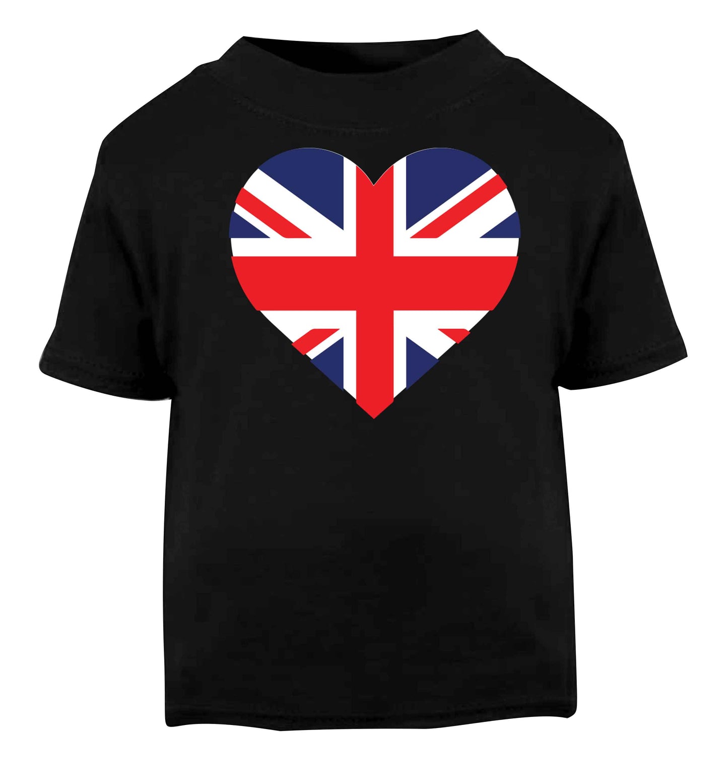 Union Jack Heart Black baby toddler Tshirt 2 years