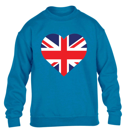 Union Jack Heart children's blue sweater 12-13 Years