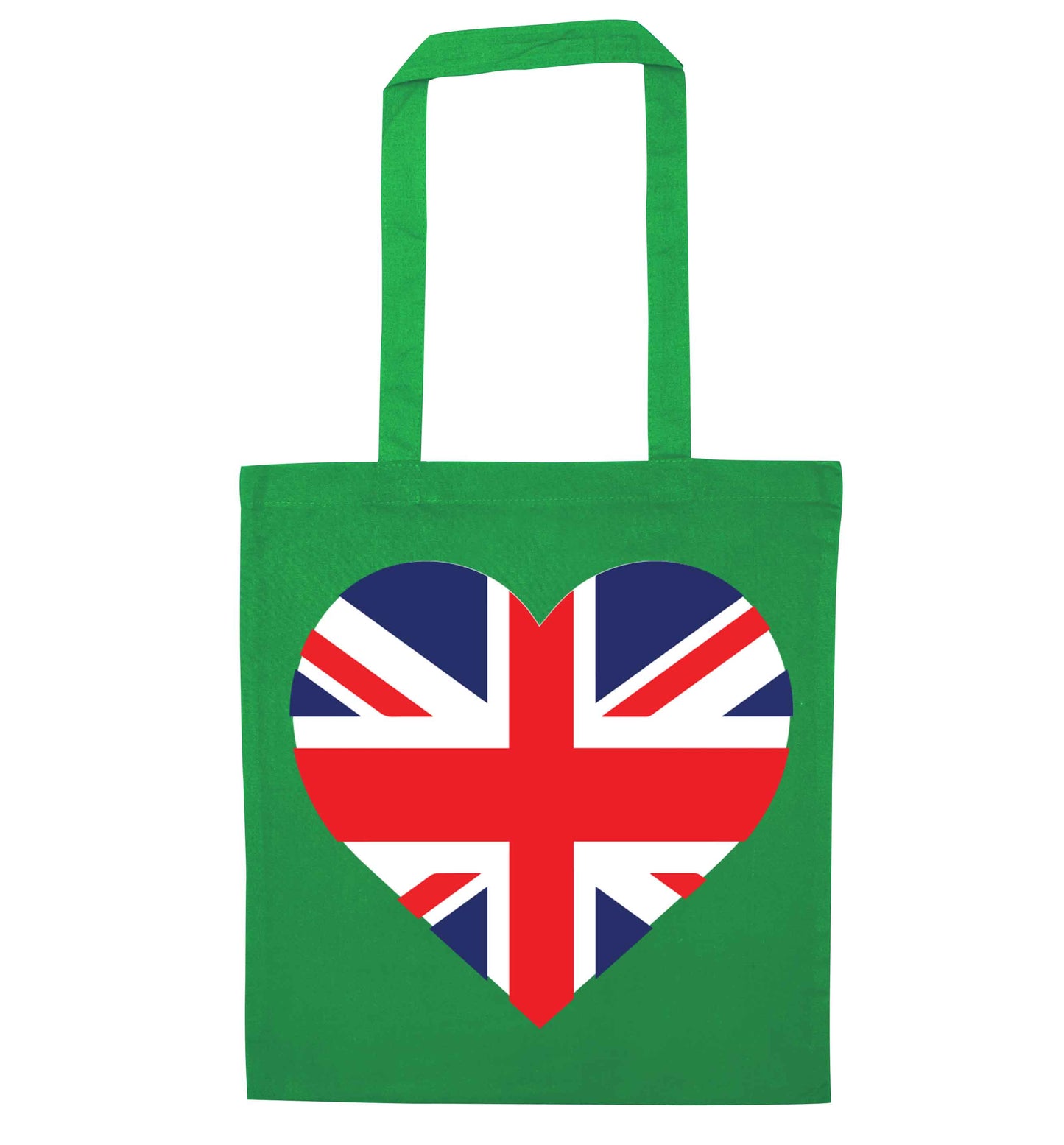 Union Jack Heart green tote bag