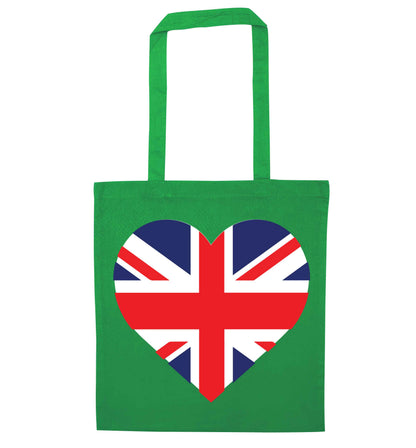 Union Jack Heart green tote bag