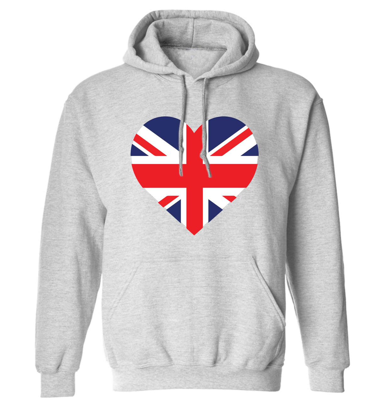 Union Jack Heart adults unisex grey hoodie 2XL